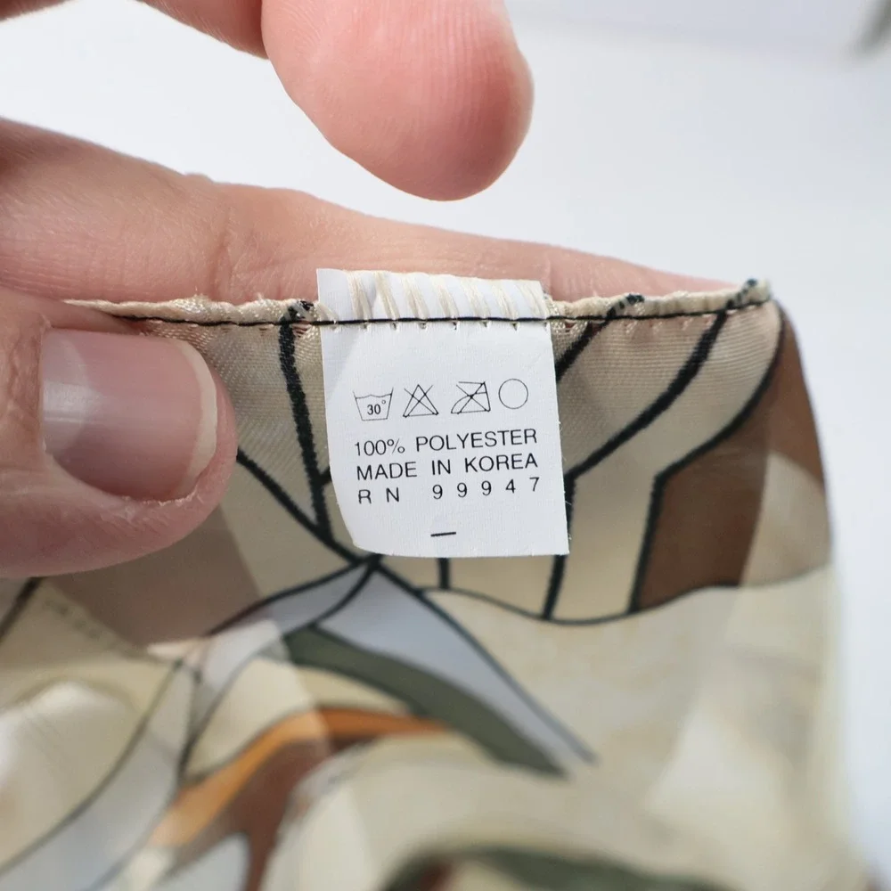 Vintage‎ Abstract Face Cubist Art Scarf Sheer Geometric Earth Tones 13x60